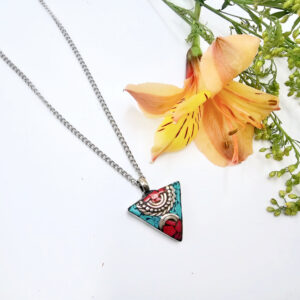 Tibetan Necklace Triangle Red & Turquoise