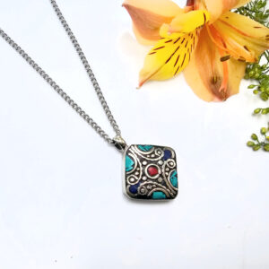 Tibetan Necklace Diamond Centre Dot