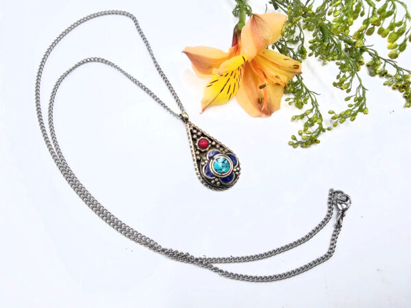 Tibetan Necklace Flower Dot Drop - Image 2