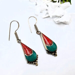 Tibetan Earrings Tear Dot