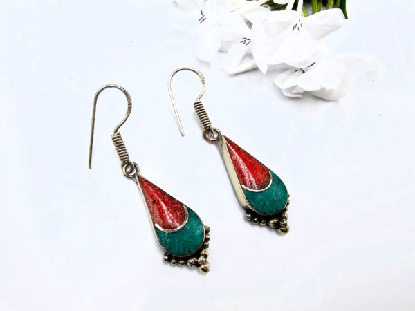 Tibetan Earrings Tear Dot