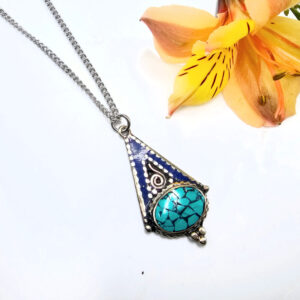 Tibetan Necklace Blue & Oval Turquoise