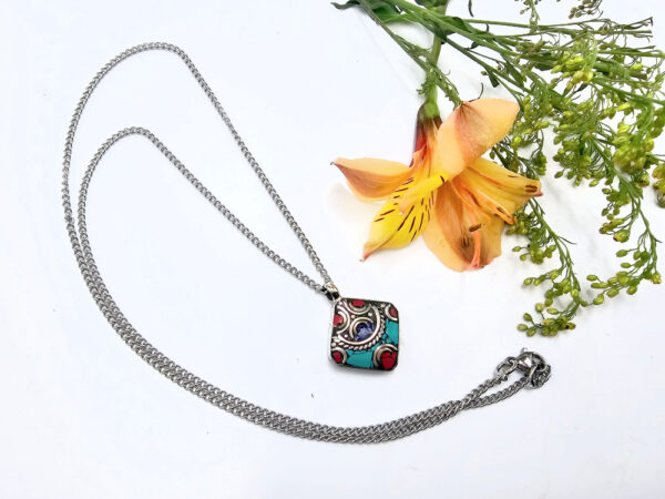 Tibetan Necklace Diamond Red Dot - Image 2