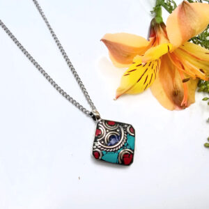 Tibetan Necklace Diamond Red Dot