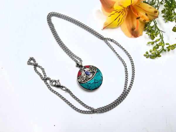 Tibetan Necklace Round Red Dot - Image 2