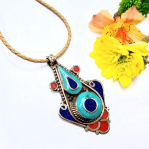 Tibetan Necklace Tear Drop Detailed