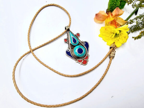 Tibetan Necklace Tear Drop Detailed - Image 2