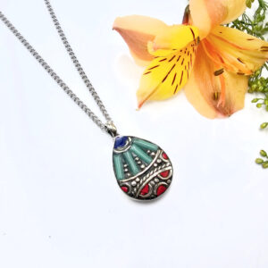 Tibetan Necklace Drop Stripes Turquoise