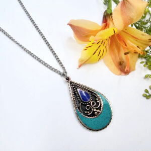 Tibetan Necklace Tear Blue
