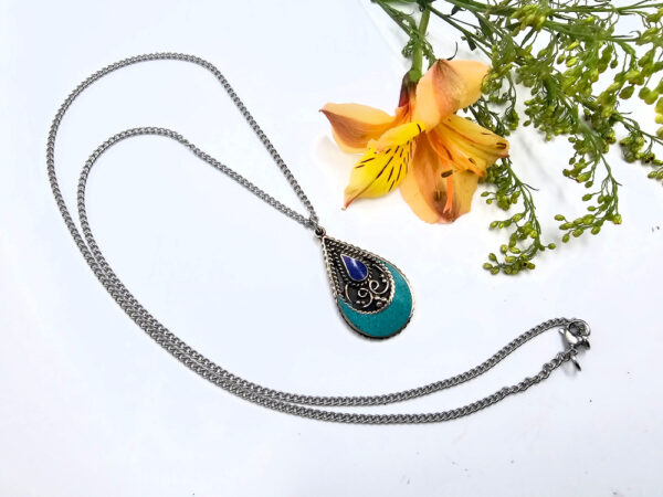 Tibetan Necklace Tear Blue - Image 2