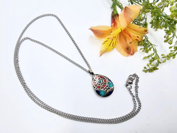 Tibetan Necklace Tear Red Dots - Image 2