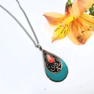 Tibetan Necklace Tear Turquoise