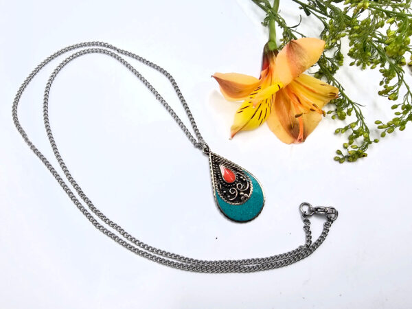 Tibetan Necklace Tear Turquoise - Image 2
