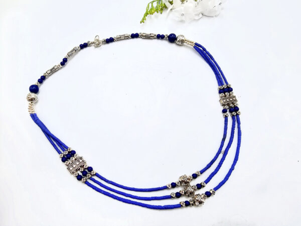 Tibetan Necklace Three Tier – Blue D