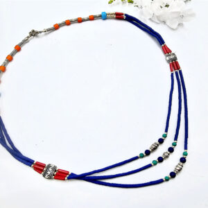 Tibetan Necklace Three Tier - Blue B