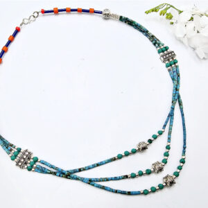 Tibetan Necklace Three Tier - Turquoise