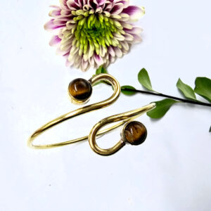 Double Spiral Tigers Eye Bangle (Brass)