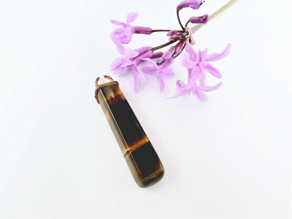 Tigers Eye Polished Copper Pendant
