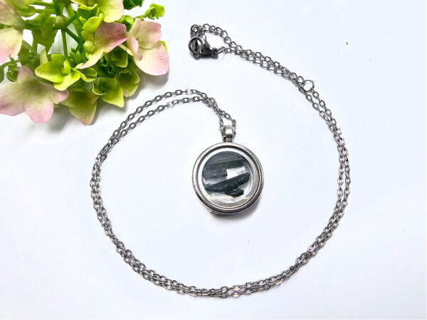 Tourmaline & Selenite Stainless Steel Locket - Image 2