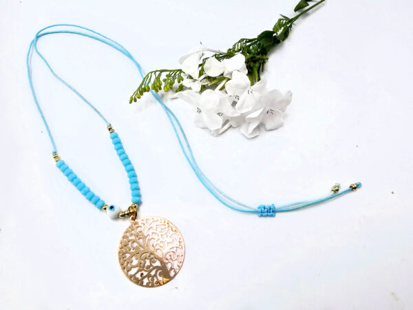 Tree Of Life Necklace Blue Evil Eye (Gold) - Image 2
