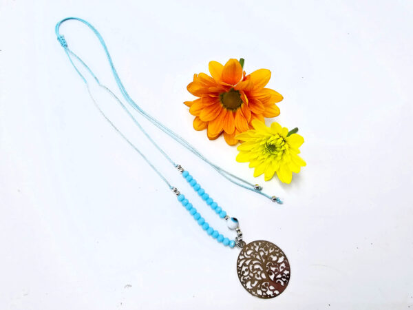 Tree Of Life Necklace Blue Evil Eye (Silver) - Image 2