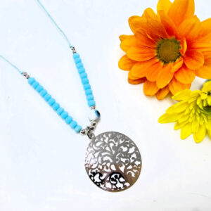 Tree Of Life Necklace Blue Evil Eye (Silver)