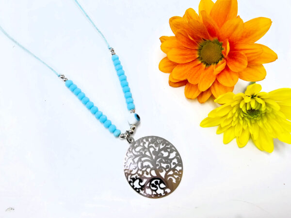 Tree Of Life Necklace Blue Evil Eye (Silver)