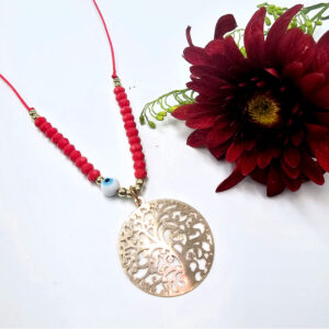 Tree of Life Necklace Red Evil Eye (Gold)