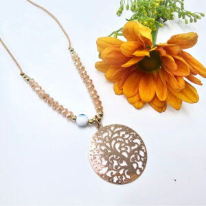 Tree Of Life Necklace Tan Evil Eye (Gold)