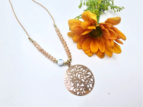 Tree Of Life Necklace Tan Evil Eye (Gold)