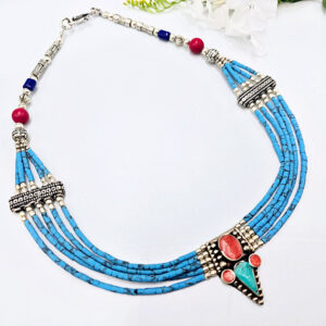 Hello Indigo Halo Online Store Turquoise Choker Round Nepali Necklace