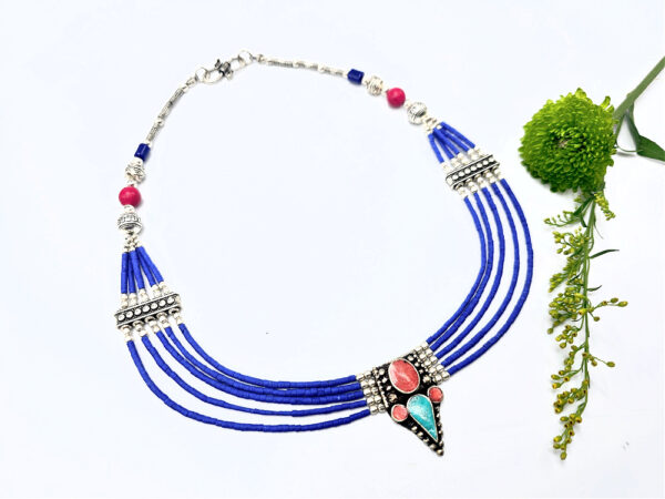 Blue Tibetan Choker Necklace