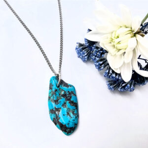 Turquoise pendant on a silver stainless steel chain