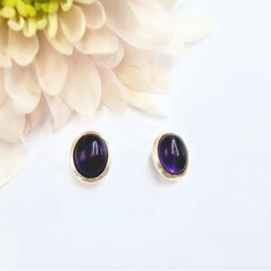 Oval Earrings Amethyst (925 Silver)