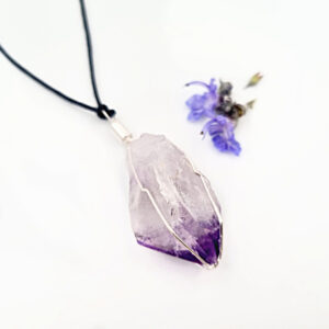 Rough Amethyst Crystal Wire Point Necklace