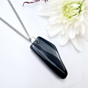 Ancestralite slice necklace on a stainless steel chain
