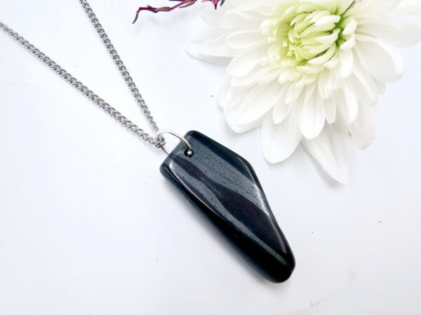 Ancestralite slice necklace on a stainless steel chain