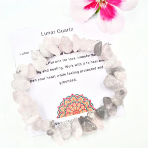 Lunar Quartz Gemstone Nugget Bangle (Chunky)