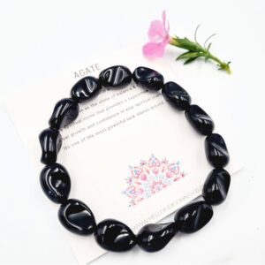 Black Agate Twisted Bead Bangle
