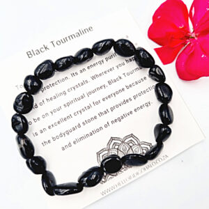 Black Tourmaline Gemstone Nugget Bangle
