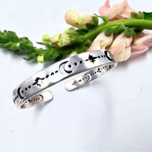 Moon & Star Bangle (White Brass)