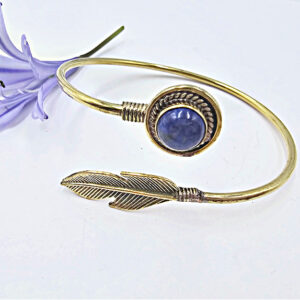 Feather Bangle Lapis Lazuli (Brass)