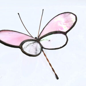 Pink Stained Glass Sitting Butterfly (16cm)
