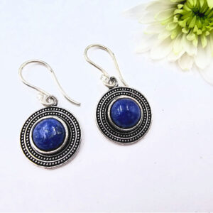 Round Gem Earrings Lapis Lazuli
