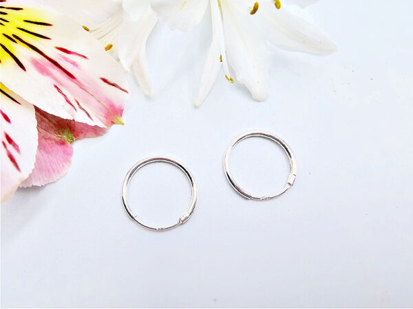 Round Hoop Earrings (925 Silver) 14mm