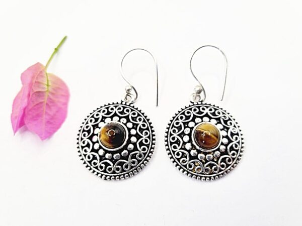 Bohemian Gemstone Earrings Tigers Eye