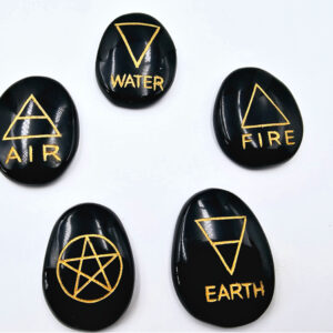 Black Agate 5 Elements Palm Stones