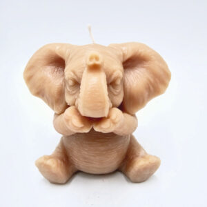 Elephant Blowing A Kiss Candle Tan