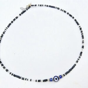 Black Evil Eye Bead Choker Necklace
