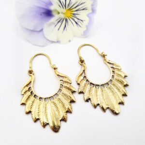Bohemian Feather Brass Earrings